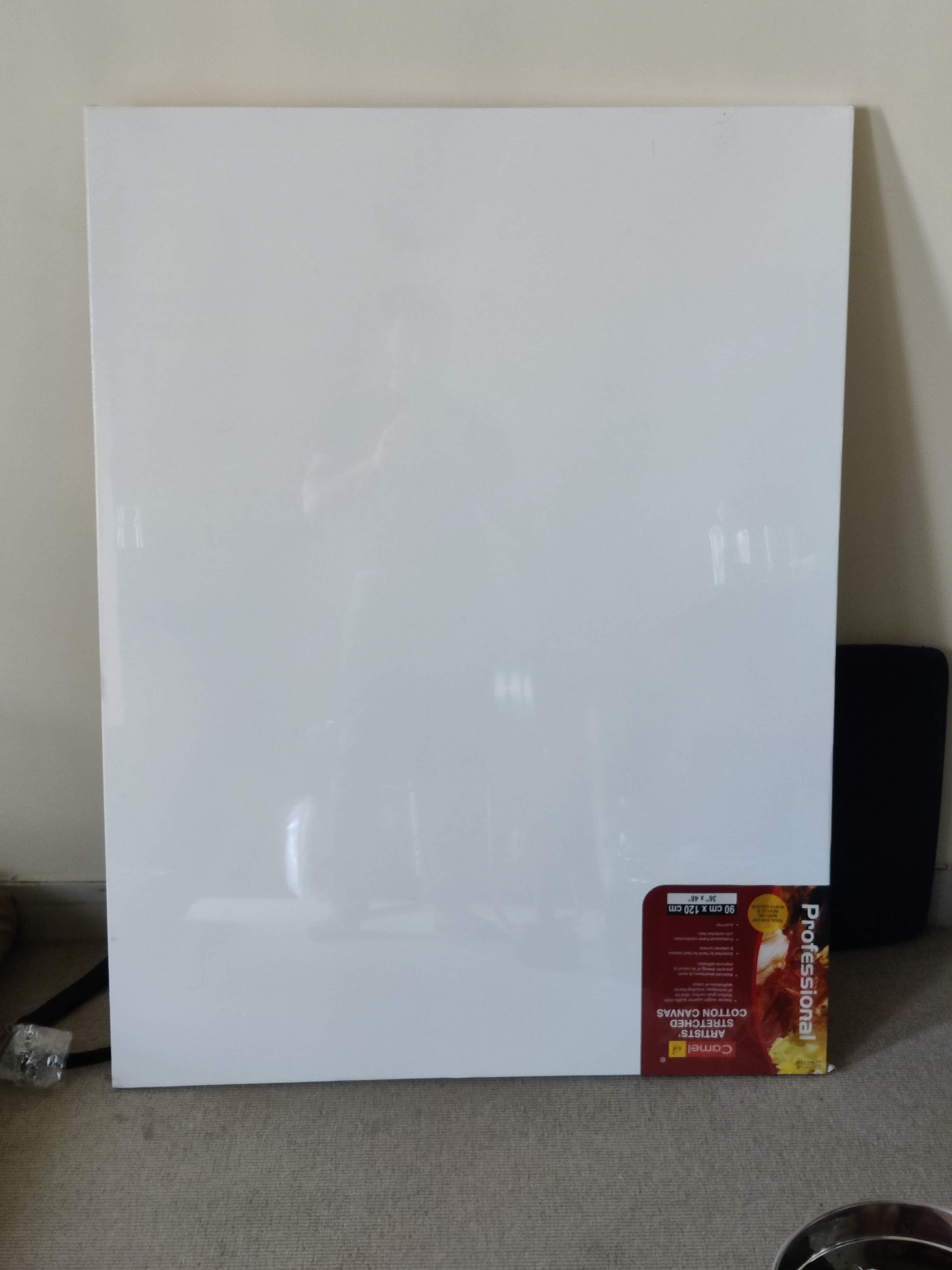 The first canvas, blank, label still attached