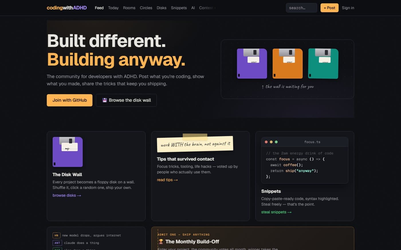 Coding With ADHD — screen 1 of 3