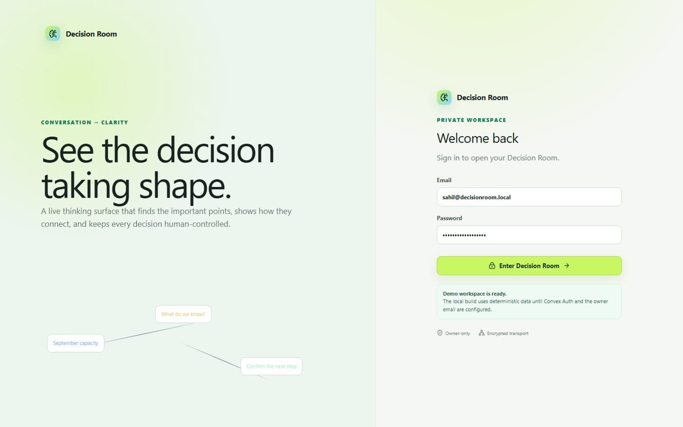 Decision Room — live app