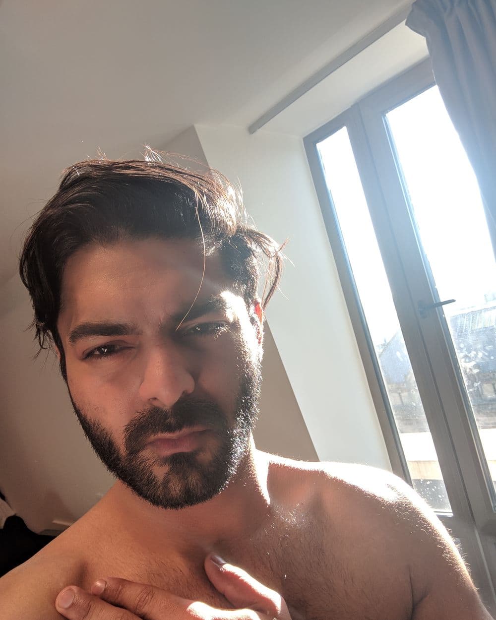Sahil squinting into a morning sun